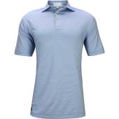 Peter Millar Jubilee Stripe Stretch Jersey Golf Shirts in Lake blue with british grey stripes