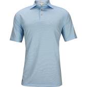 Peter Millar Jubilee Stripe Stretch Jersey Golf Shirts in Riverbed blue with white stripes