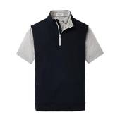 Peter Millar Galway Stretch Terry Quarter-Zip Golf Vests in Black