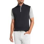 Peter Millar Galway Stretch Terry Quarter-Zip Golf Vests in Black