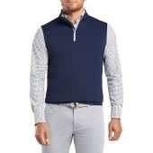 Peter Millar Galway Stretch Terry Quarter-Zip Golf Vests in Navy