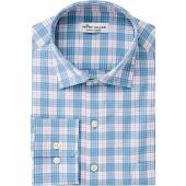 Peter Millar Griffin Check Sport Woven Performance Button-Downs - Previous Season Style in Lake blue multi-color plaid