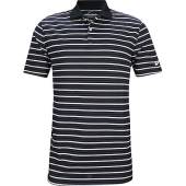 Nike Dri-FIT Victory Stripe Left Sleeve Logo Golf Shirts - Previous Season Style - ON SALE in Black with gridiron and white stripes