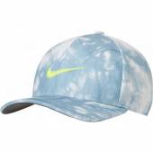 Nike AeroBill Classic 99 Printed Performance Flex Fit Golf Hats in White with blue and lemon vemon accents