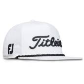 Titleist Tour Rope Flat Bill Snapback Adjustable Golf Hats in White with black accents