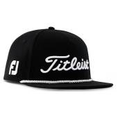 Titleist Tour Rope Flat Bill Snapback Adjustable Golf Hats in Black with white accents