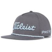 Titleist Tour Rope Flat Bill Snapback Adjustable Golf Hats in Charcoal with sky blue accents