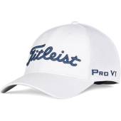 Titleist Tour Sports Mesh Flex Fit Golf Hats in White with navy script