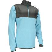 FootJoy Sweater Fleece Half-Zip Golf Pullovers - FJ Tour Logo Available - Previous Season Style in Heather light blue with charcoal color block
