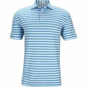 Peter Millar Harvey Performance Golf Shirts in Frost blue with blue stripes