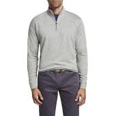 Peter Millar Crown Comfort Interlock Quarter-Zip Golf Pullovers in Light grey