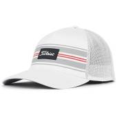 Titleist Surf Stripe Monterey Flex Fit Golf Hats in White with grey and red accents