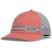Titleist Surf Stripe Laguna Snapback Adjustable Golf Hats in Island red with grey accents