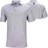 FootJoy ProDry Performance Stretch Lisle Pinstripe Golf Shirts - FJ Tour Logo Available in White with lavender and black stripes