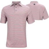 FootJoy ProDry Performance Stretch Lisle Pinstripe Golf Shirts - FJ Tour Logo Available in Red with white and navy stripes