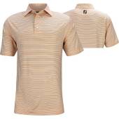 FootJoy ProDry Performance Stretch Lisle Pinstripe Golf Shirts - FJ Tour Logo Available in Peach with white and charcoal stripes