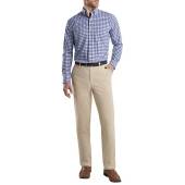 Peter Millar Crown Fleece Flat Front Golf Pants - Previous Season Style in Khaki