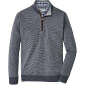 Peter Millar Needle-Stripe Quarter-Zip Golf Sweaters in Charcoal with subtle grey stripes
