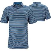 FootJoy ProDry Lisle Multi Stripe Stretch Pique Golf Shirts - ON SALE in French blue with black and white stripes