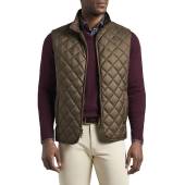 Peter Millar Essex Quilted Travel Full-Zip Golf Vests in Chestnut brown with tonal accents