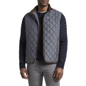 Peter Millar Essex Quilted Travel Full-Zip Golf Vests in Iron grey with brown accents