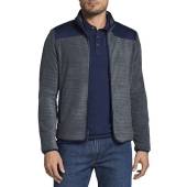 Peter Millar Micro Shearling Fleece Full-Zip Golf Jackets in Iron grey with navy accents