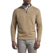 Peter Millar Crown Sweater Fleece Quarter-Zip Golf Pullovers in Khaki