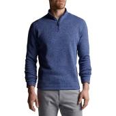 Peter Millar Crown Sweater Fleece Quarter-Zip Golf Pullovers in Storm blue