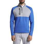 Peter Millar Hyperlight Weld Hybrid Half-Zip Golf Pullovers - Previous Season Style in True blue with gale grey colorblock