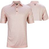 FootJoy ProDry Lisle Leaping Dolphins Print Golf Shirts - FJ Tour Logo Available in Quartz pink with grey novelty print