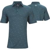 FootJoy ProDry Lisle School of Fish Golf Shirts - FJ Tour Logo Available in Ink blue with school of fish print