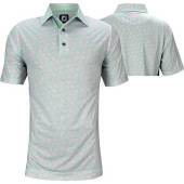FootJoy ProDry Lisle Shadow Palm Print Golf Shirts - FJ Tour Logo Available - Previous Season Style - HOLIDAY SPECIAL in Sage with lavender subtle print