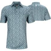FootJoy ProDry Lisle Shadow Palm Print Golf Shirts - FJ Tour Logo Available - Previous Season Style - HOLIDAY SPECIAL in Ink blue with dusk blue subtle print