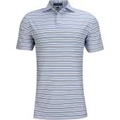 Peter Millar Crown Crafted Rouge Performance Jersey Golf Shirts - Tour Fit in Blue frost with multicolor stripes