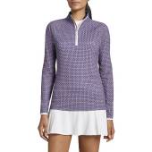 Peter Millar Women's Perth Raglan Retro Floral Quarter-Zip Golf Pullovers in Retro floral with sport navy accents