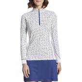 Peter Millar Women's Lightweight Sun Mid Century Comfort Golf Base Layers - HOLIDAY SPECIAL in Mid Century multi print with sport navy accents