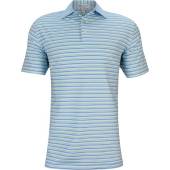 Peter Millar Pike Performance Jersey Golf Shirts - Previous Season Style in Estate blue with multi color stripes