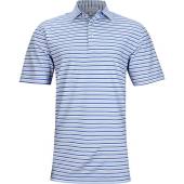 Peter Millar Pike Performance Jersey Golf Shirts - Previous Season Style in Batik blue with multi color stripes