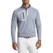 Peter Millar Forge Performance Quarter-Zip Golf Pullovers in London grey with white accents