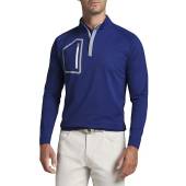 Peter Millar Forge Performance Quarter-Zip Golf Pullovers in Sport navy with grey accents