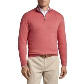 Peter Millar Crest Quarter-Zip Golf Pullovers - Previous Season Style in Cape red