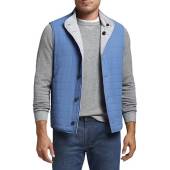 Peter Millar Spring Soft Reversible Button-Down Golf Vests - Previous Season Style in Ocean blue reverses to light grey