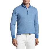 Peter Millar Byron Textured Quarter-Zip Golf Pullovers in Nautilus blue