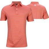 FootJoy ProDry Lisle Triple Pinstripe Golf Shirts - FJ Tour Logo Available in Coral with pinstripe design