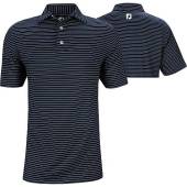 FootJoy ProDry Lisle Classic Pencil Stripe Golf Shirts - FJ Tour Logo Available in Navy with white pencil stripes