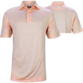 FootJoy ProDry Lisle Classic Pencil Stripe Golf Shirts - FJ Tour Logo Available in Quartz pink with white pencil stripes