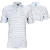 FootJoy ProDry Lisle Classic Pencil Stripe Golf Shirts - FJ Tour Logo Available in White with royal blue pencil stripes