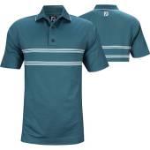 FootJoy ProDry Lisle Double Band Golf Shirts - FJ Tour Logo Available in Ink blue with white and blue double band chest stripes