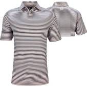 FootJoy ProDry Lisle Mini Regimental Stripe Golf Shirts - FJ Tour Logo Available in Quartz pink with grey stripes