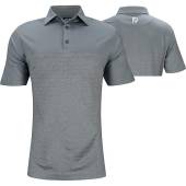 FootJoy ProDry Lisle Engineered Heather Pinstripe Golf Shirts - FJ Tour Logo Available in Dark grey with grey heather stripes